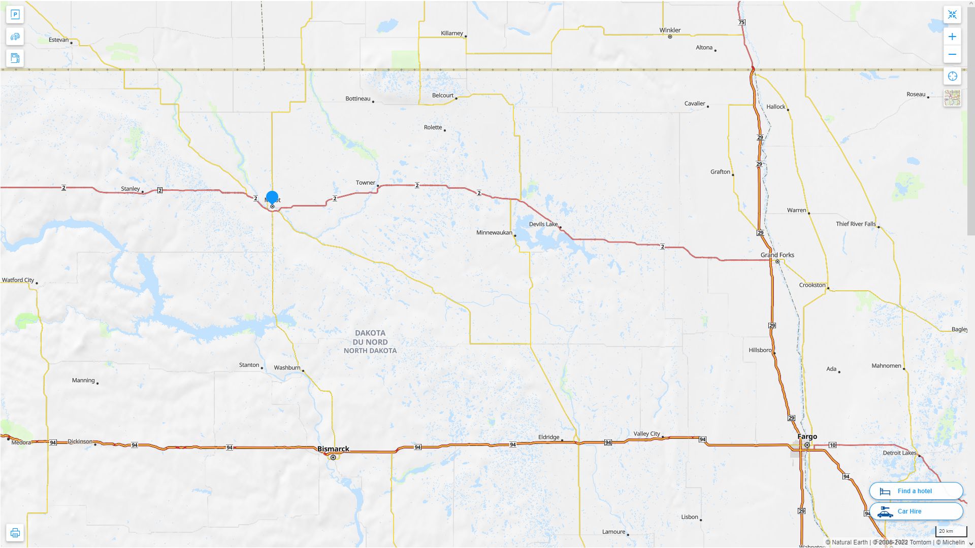 Minot AFB North Dakota Highway and Road Map